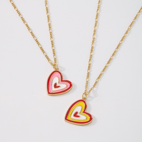 fashion color drop oil multi-layer heart pendent copper necklace female's discount tags