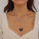 fashion geometric dripping oil butterfly pendent hollow chain necklacepicture6