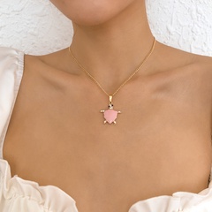 fashion cute and funny little turtle geometric alloy diamond necklace female
