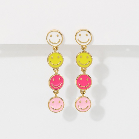 cute multi-color circle smiley face  dripping oil copper earrings wholesale's discount tags