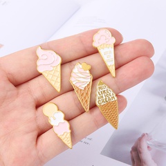 new cartoon creative ice cream cone letter series alloy dripping brooch