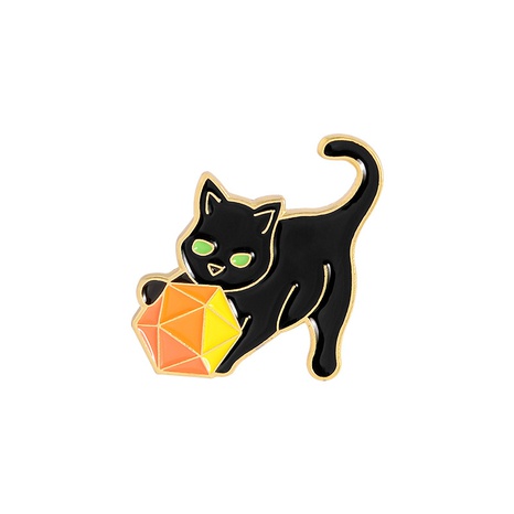 creative cartoon black cat holding ball shape alloy brooch clothes badge wholesale's discount tags