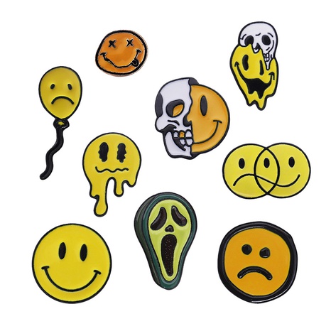 new skull smiley face crying face expression avocado balloon dripping oil alloy brooch's discount tags