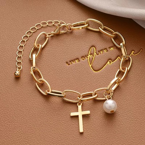 bracelet pendentif portrait pièce d'or croix perle coeur hip-hop créatif's discount tags
