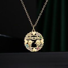 Fashion disc pendant copper plated 18K gold zircon necklace