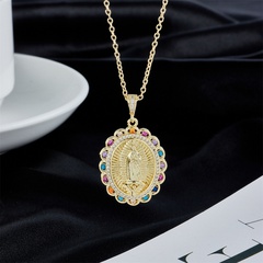 religious jewelry copper micro-set zircon pendant 18K gold plated necklace