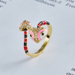 dripping oil double-headed snake ring copper micro-inlaid zircon jewelry new