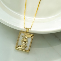 copper plated 18K gold pendant zircon geometric necklace female