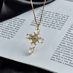 new cross pendant copper plated 18K gold zircon drip oil necklace female