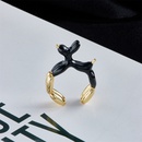 Neuer offener Ring aus 18 Karat Gold mit kupferbeschichtetem schwarzweiem tropfendem ltierpicture9