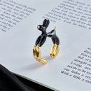 Neuer offener Ring aus 18 Karat Gold mit kupferbeschichtetem schwarzweiem tropfendem ltierpicture10