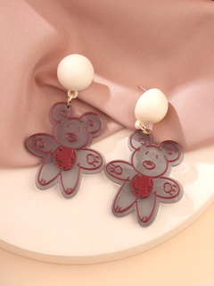 cute flower bear transparent acrylic cartoon bear earrings