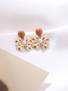 Fashion color wave point bow metal earrings