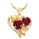 Nouveau collier en alliage de rose rouge en forme de coeur bijoux de mode pendentif en diamantpicture6