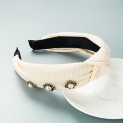korean style knotted fabric inlaid pearl headband