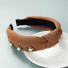 korean style fashion fabric inlaid pearl knotted headband