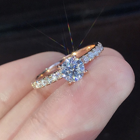 Anillo de aleación de boda de compromiso de diamante de imitación chapado simple de moda's discount tags