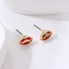 Fashion Red Lip Shape Stud Earrings