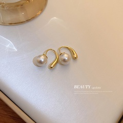 Water drop pearl simple fashionable alloy earrings female