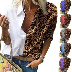 2022 printemps nouveau haut de chemise en mousseline de soie à imprimé léopard à manches longues pour femmes