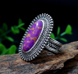 Fashion retro purple dragon spar alloy purple turquoise lace ring