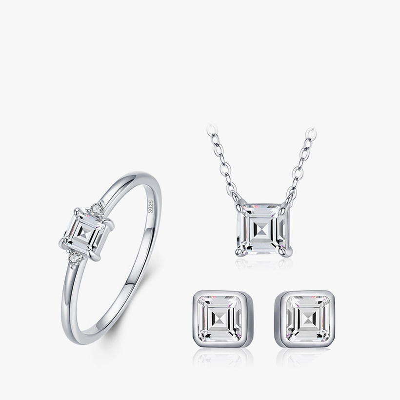 Bijoux Fantaisie Parures Bijoux | Mode S925 Sterling Silver Diamond Collier Boucles D39oreilles Bague - CL38746