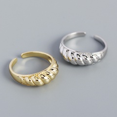 fashion twill croissant ring s925 silver retro open ring