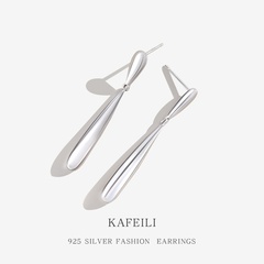 New S925 sterling silver long tassel drop-shaped texture earrings