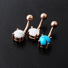 Piercing accessories stainless steel rose gold turquoise stone navel nails