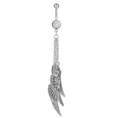fashion wings-shaped belly button ring alloy feather umbilical nail