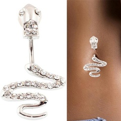 fashion inlaid diamond body piercing simple snake alloy umbilical nail