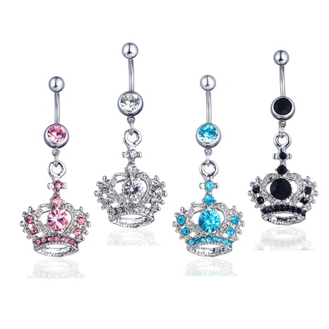 new piercing belly dance jewelry diamond crown belly button ring's discount tags