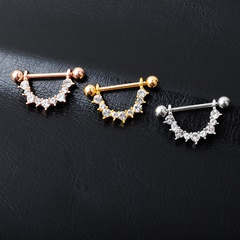 fashion piercing jewelry simple U-shaped diamond titanium steel breast ring