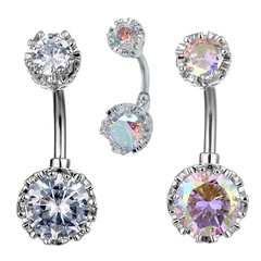 new piercing jewelry round zircon navel ring navel nail wholesale