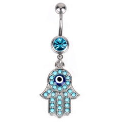 Inlaid Turquoise Diamond Anchor Owl Bergamot Combination Set Navel Ring