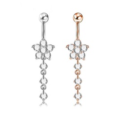 piercing jewelry simple zircon flower stainless steel pendant navel nail