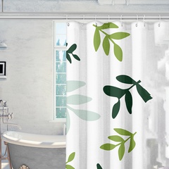 Rideau de douche en polyester imperméable simple feuille verte 180*180cm avec 12 crochets