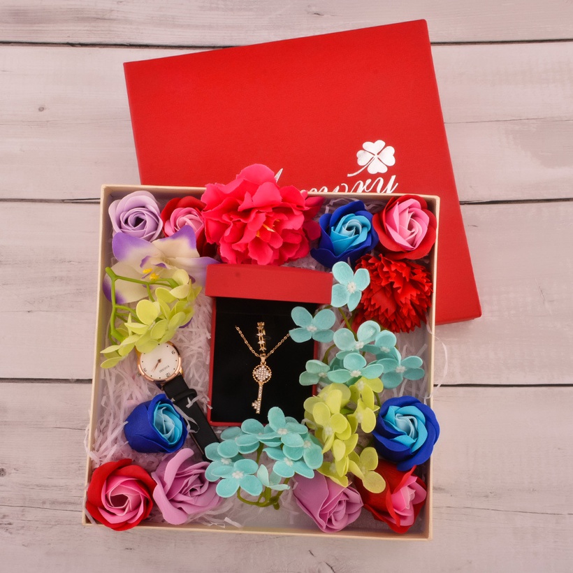 Bijoux Fantaisie Parures Bijoux | Fleur Bague Pendentif Collier Montre Coffret Cadeau Cadeau Fte Des Mres - BY55742