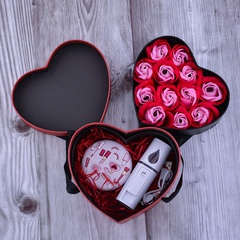 Nueva rosa para mujer instrumento hidratante espejo maquillaje caja en forma de corazón regalo para el día de la madre