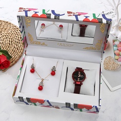 Perle Strass Anhänger Ohrringe Halskette Damen Quarz Uhrenbox Muttertagsgeschenk
