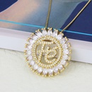 simple round solid color letter pendant inlaid zircon copper necklace wholesalepicture9