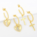 retro Cshaped female cross heart shaped copper earringspicture5