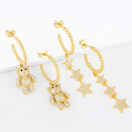 Fashion star tassel cute bear female creative fashion copper earrings's discount tags