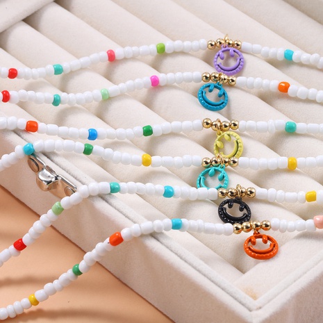 fashion cute colorful smiley face pendant resin collarbone chain's discount tags