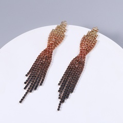 fashionable gradient color claw tassel twisted shape long alloy earrings wholesale