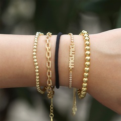 new fashion simple zircon letter copper gold-plated bracelet wholesale
