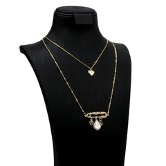 fashion inlaid colored diamond letter MOM copper necklace
