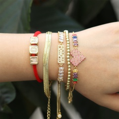 fashion adjustable letter colored diamond simple pendant copper bracelet