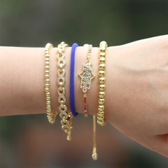 Bracelet de perles en or empilé avec lettre de diamants incrustés de cuivre pour la fête des mères
