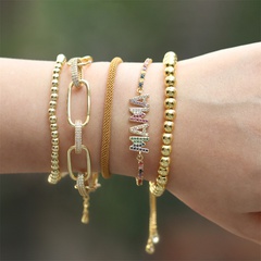 new diamond-encrusted simple fashion copper gold-plated bead stacking bracelet